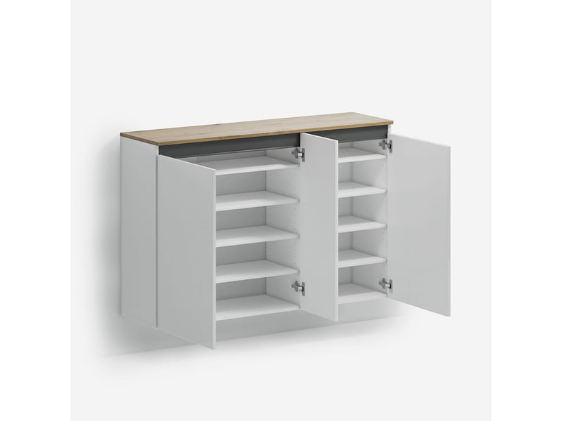  Meuble à chaussures gain de place 3 portes en mélaminé zippo  - Conforama D