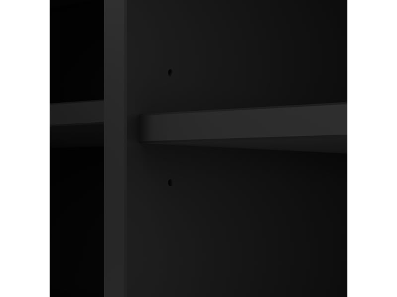 Meuble tv 200 x 40 x 47,5 cm, 4 portes rainurées, étagères réglables, passe-câbles, angles arrondis, noir, en mdf, rangement pour salon ABC - Conforama E