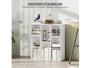 Bibliotheque coloris blanc 8 étagère(s) <strong>WISHDOR</strong> <strong></strong> - 74.3 cm x 80 cm