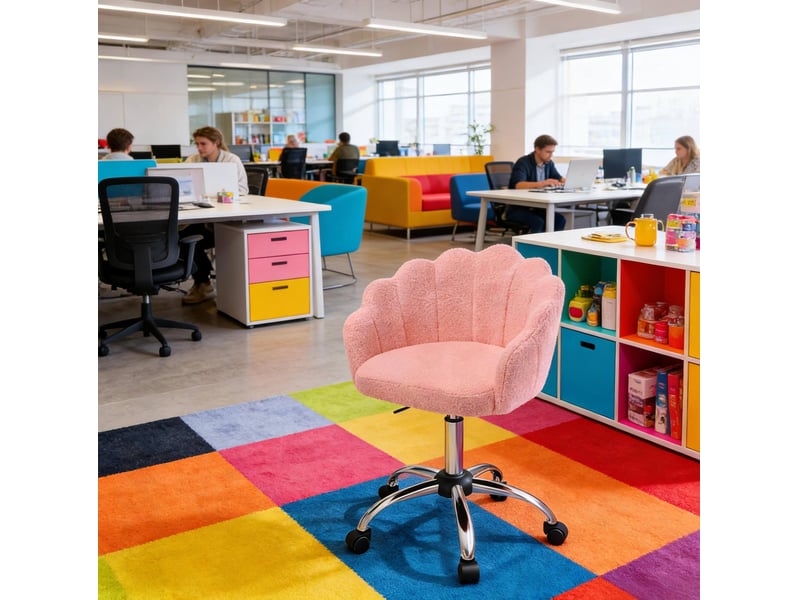  Chaise de bureau 55x37,5x81,5 cm réglable en hauteur rose  - Conforama E