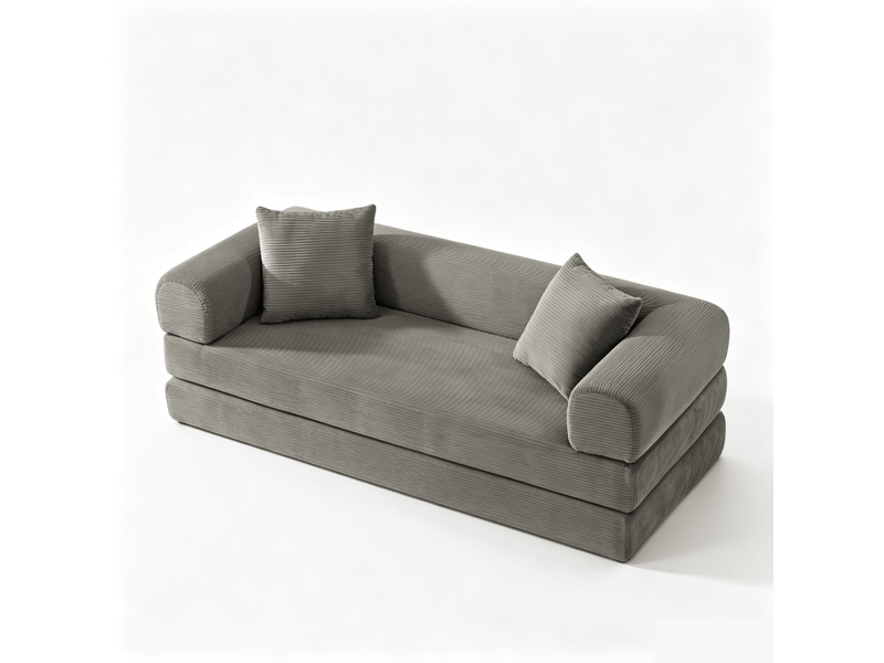  Canapé convertible lit 1 place taupe, canapé pliable avec revêtement velours et structure stable pour salon ou chambre  - Conforama A