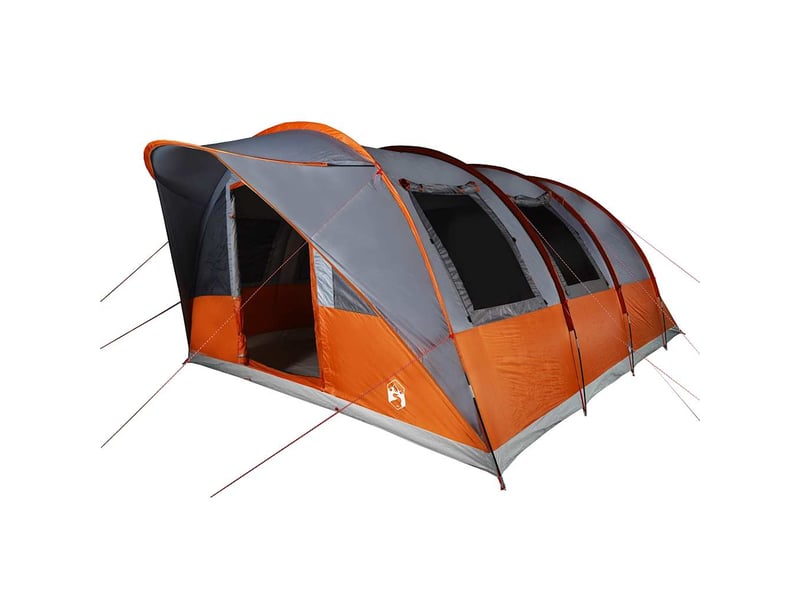  Tente de camping, tente tunnel 5 personnes gris et orange imperméable shl90477  - Conforama D