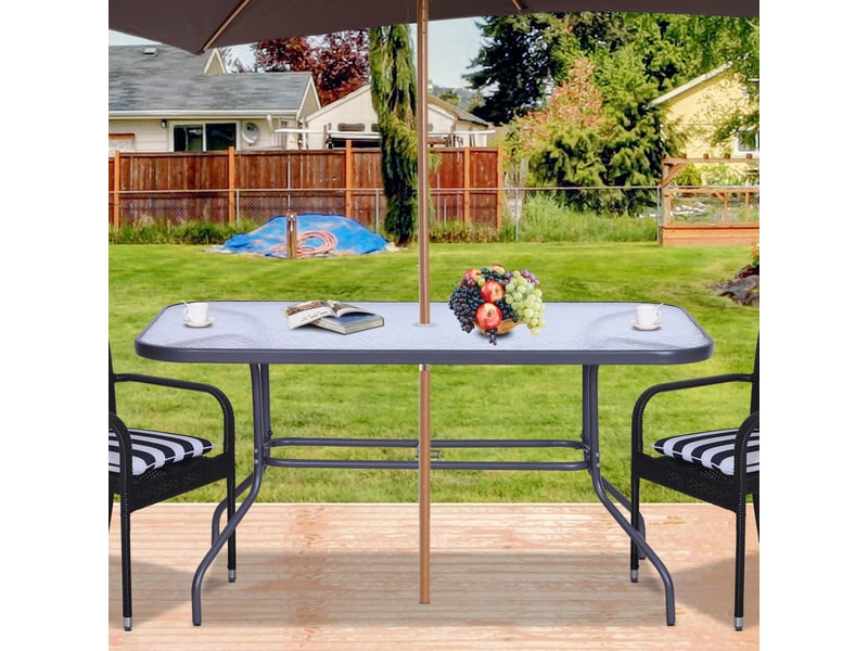 Table de jardin rectangulaire métal gris 140x80x70cm - Conforama D
