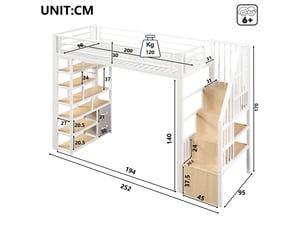 Lit mezzanine 90x200 cm <strong></strong>  <strong></strong> coloris blanc