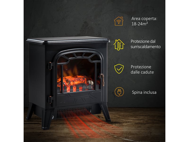  Cheminée électrique avec effet flamme, thermostat réglable, 9251850 w, 36 x 25,5 x 41,5 cm  - Conforama R