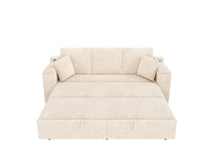 Canapé droit convertible MERAX canapé beige 3 places Tissu beige