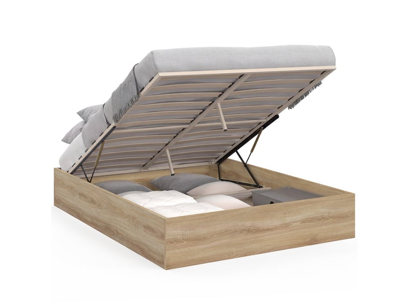 Lit coffre double sandside avec sommier 160 x 200 cm hêtre - Conforama A