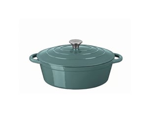 Faitout cocotte ovale avec couvercle 30cm 4l fonte d'acier tous feux dont induction four vert arthur martin am4319