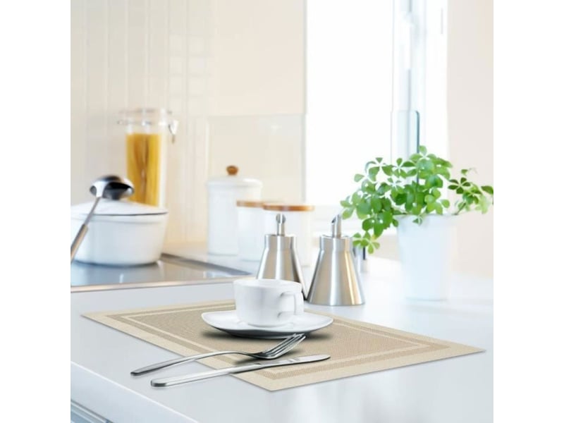  Nappe pvc rectangulaire beige recto verso 45 x 30 cm lot de 6  - Conforama D