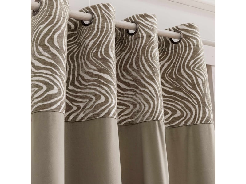  Rideau tamisant à œillets en velours avec bandeau jacquard zébré 140x240 cm  - Conforama B