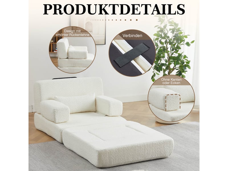 Canapé convertible 1 place 2 en 1-fauteuil-lit modulable pliable-chenille-lit d'appoint-cadre métal-petit espace-noir - Conforama E