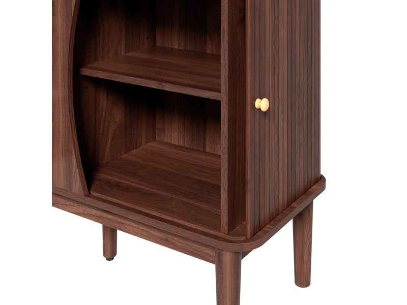 Buffet bas 141 cm en mdf bois foncé et paille, 3 tiroirs, portes coulissantes, rangement pour séjour - Conforama E