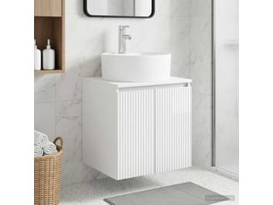 Vanité de lavabo mural, meuble de rangement blanc brillant 49.5x44.5x65 cm shl5742