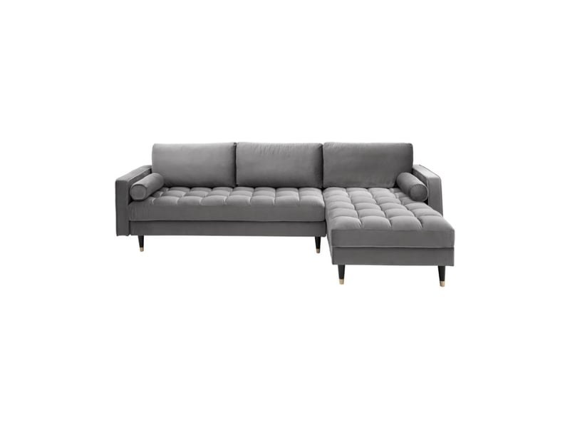Canapé d'angle koliri gris – 4 places – angle droit – canapé design en velours capitonné et bois massif - Conforama A