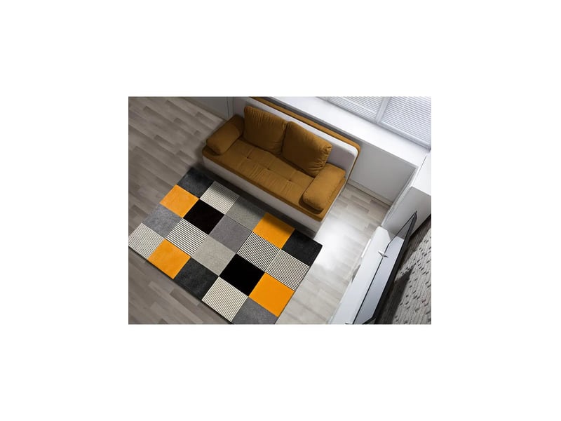  Tapis atticgo gladys gris et moutarde rectangulaire moderne - 100% polypropylène, revers jute 12139 - Conforama D