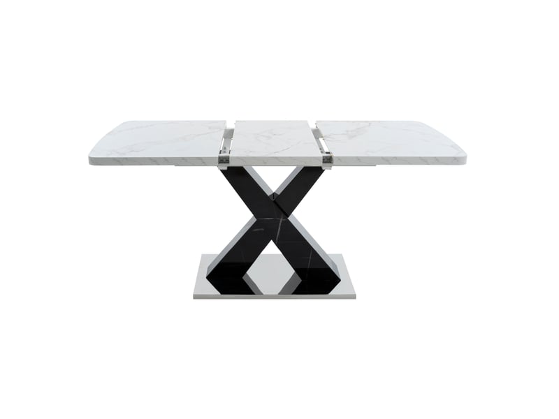 Table à manger extensible 160.0x80.0x76.5 cm en mdf et acier blanche et noire - Conforama A