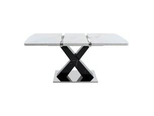 Table à manger extensible 160.0x80.0x76.5 cm en mdf et acier blanche et noire
