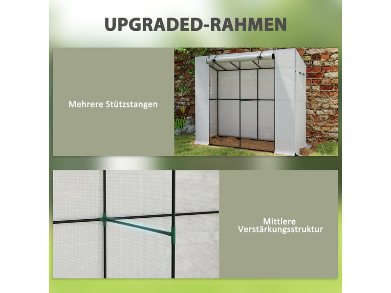  Serre de jardin en film - dimensions - protection uv - portes et fenêtres enroulables - structure en acier 200x76x170cm - Conforama D