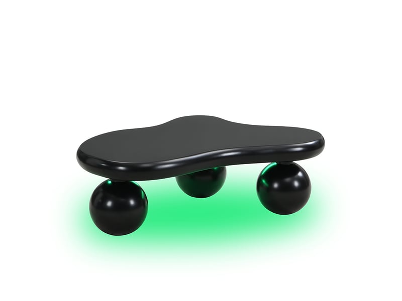  Table basse, avec éclairage led, 95 x 62,5 x h 32 cm, noir, structure en mdf, forme de nuage, led 16 couleurs, pieds ronds, pour votre salon et séjour Luxe haut de gamme - Conforama E