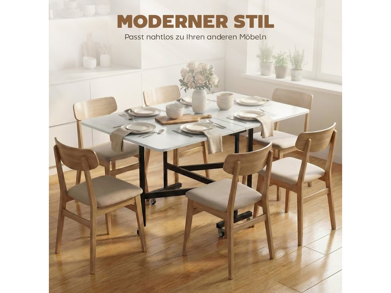  Table à manger pliante avec 6 roulettes et structure acier blanc 120 x 80 x 73 cm  - Conforama D