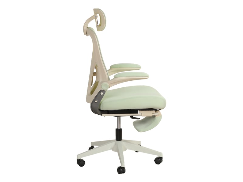 Chaise de bureau ergonomique pliable verte, appui-tête 3d et repose-pieds  - Conforama D