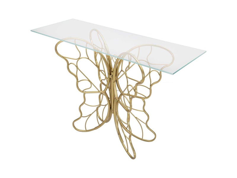 Console en métal et verre butterfly 110 x 40 x 76 cm  - Conforama D
