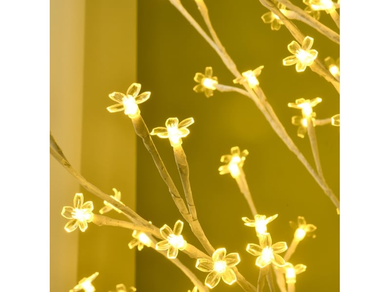 Arbre led décoratif 180 cm blanc, 180 led blanc chaud, branches flexibles avec trois niveaux de luminosité - Conforama D