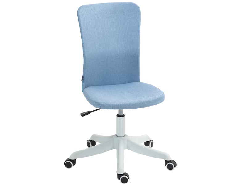  Chaise de bureau à roulettes, hauteur réglable, revêtement en lin synthétique, pour bureau ou espace de travail, 53 x 43 x 85-93 cm, bleue  - Conforama B