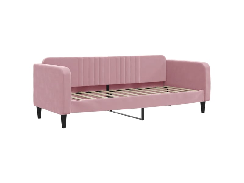  Lit simple- lit adulte -  lit de repos sans matelas rose 80x200 cm velours  - Conforama A