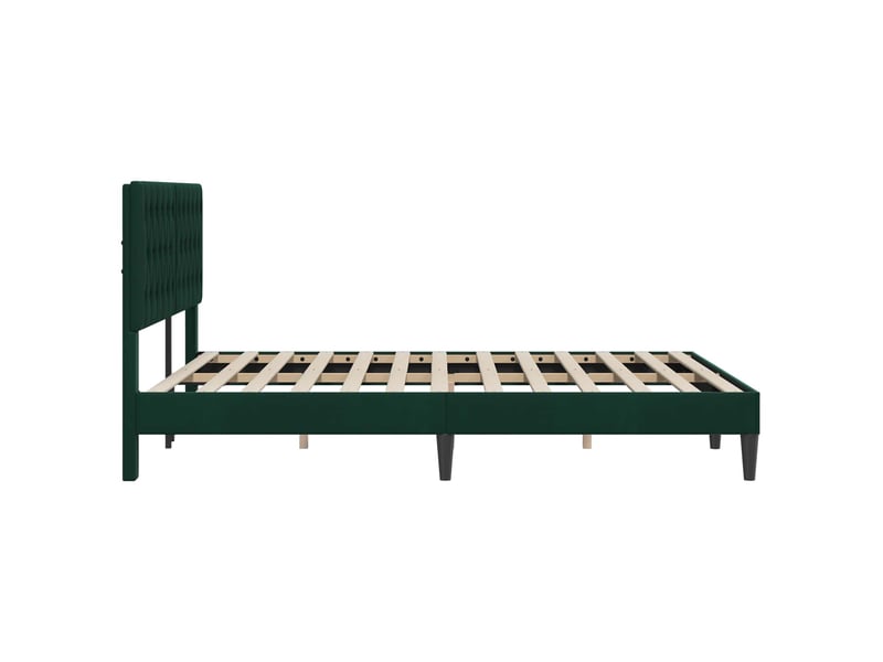  Lit double- lit adulte -  cadre de lit avec tête de lit vert foncé 120 x 190 cm velours  - Conforama D