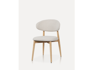 Chaise de salle à manger lot de 2 avec soutien lombaire et patins réglables, en tissu et bois naturel blanc cassé