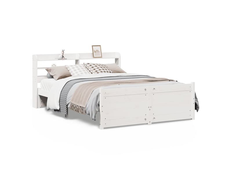 Lit double- lit adulte - cadre de lit avec tête de lit sans matelas blanc 150x200 cm - Conforama A