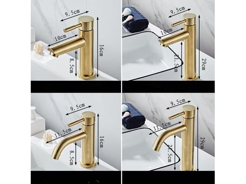  Mitigeur de salle de bains, robinet de lavabo monocommande, acier inoxydable,hauteur: 16 cm,or  - Conforama B