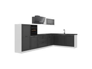 Vicco cuisine en angle, anthracite campagneblanc, 347 x cm plan de travail anthracite