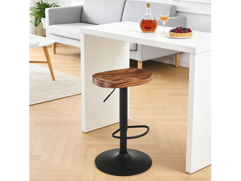  Tabouret de bar réglable 41,5 x 31,5 cm – marron rustique – pivotant 360° avec repose-pieds  - Conforama D