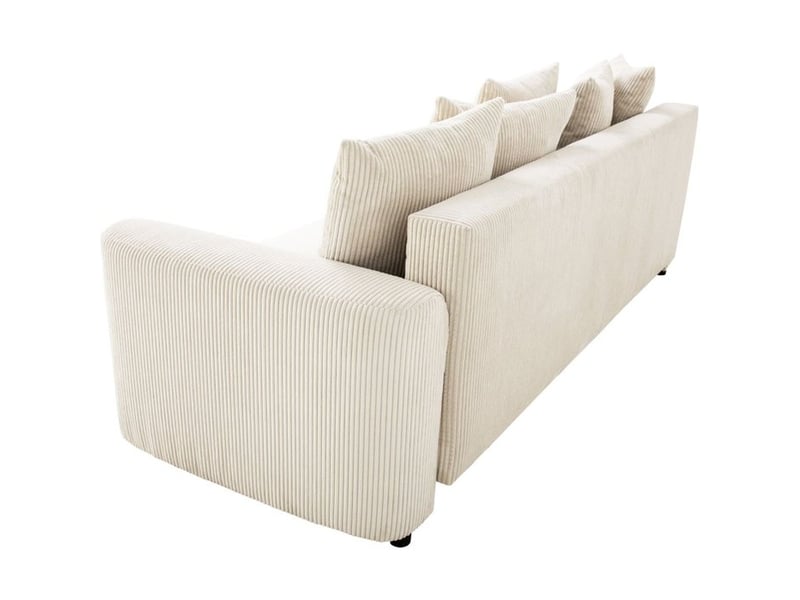  Canap convertible pharell 2 3 places avec coffre perle beige velours côtelé 5 coussins B007892 - Conforama E