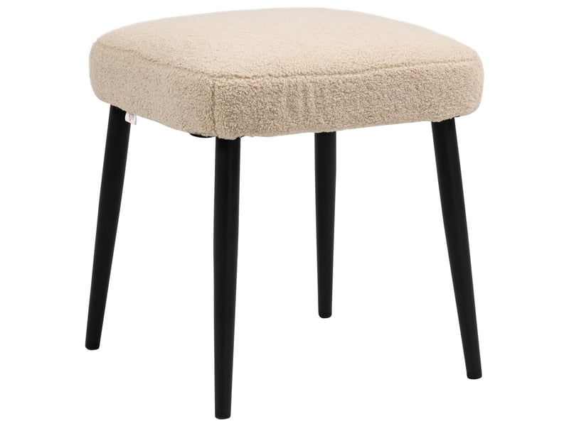  Repose-pied carré 42x42x47 cm – beige – revêtement effet cachemire, pieds en acier  - Conforama A