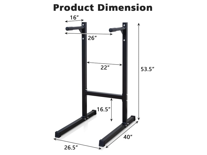  Station de dips 101 x 67,3 x 135,9 cm noire en acier, entraînement complet du haut et bas du corps  - Conforama C