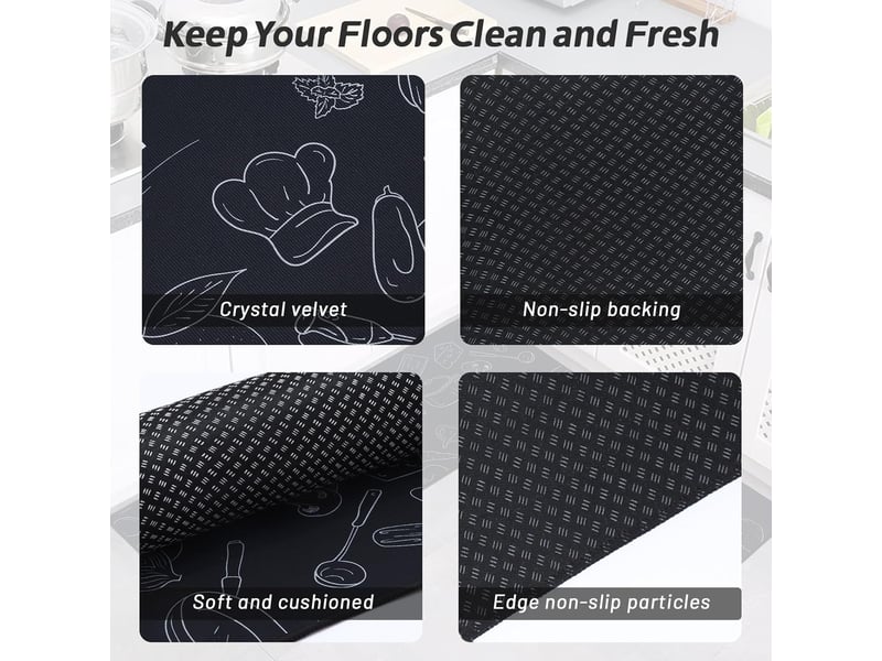  2 pièces tapis de cuisine antidérapant, tapis de cuisine lavable, pour couloir, salle à manger, entrée et tapis de porte, 40x60 + 40x160 cm  - Conforama B