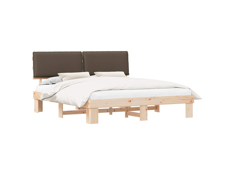  Lit double- lit adulte -  cadre de lit avec tête de lit rembourrée taupe 180 x 200 cm  - Conforama A