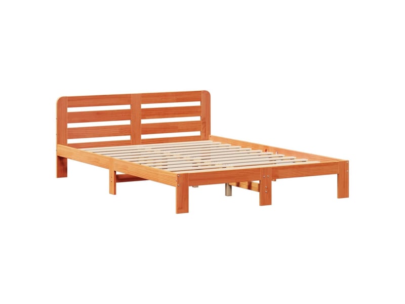  Lit double- lit adulte -  cadre de lit sans matelas  marron 135x190cm bois pin massif  - Conforama B
