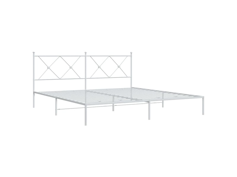  Lit double- lit adulte -  cadre de lit métal sans matelas et tête de lit blanc 180x200 cm  - Conforama B