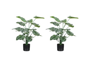 Plantes artificielles décoratives de 65 cm avec pot et feuilles pour l'intérieur - vertes
