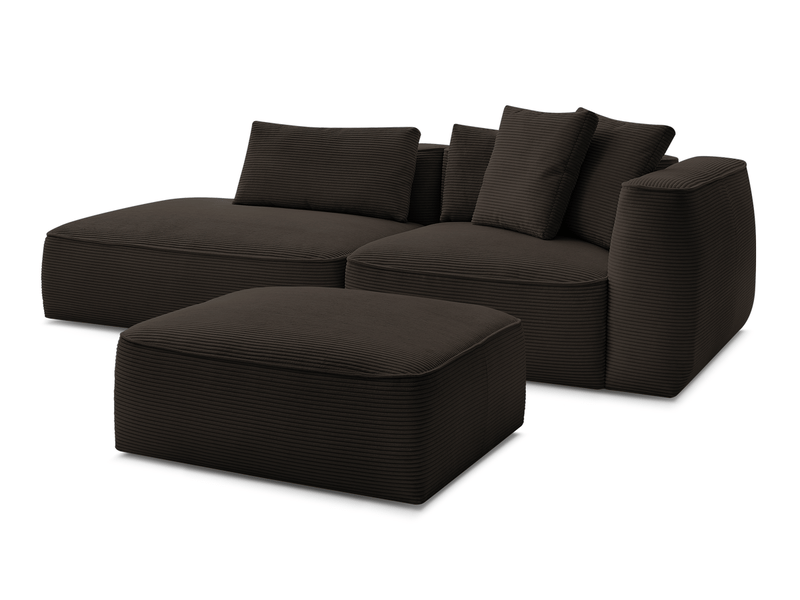  Bobochic canapé droit fixe 3 places leopold velours côtelé avec pouf marron  accoudoir droit LEOPOLD - Conforama A