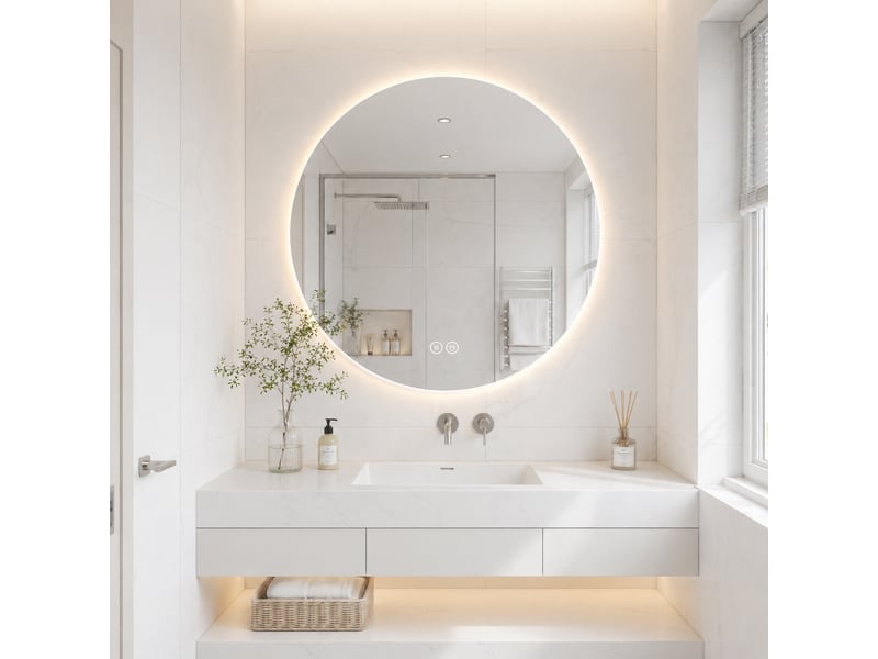  Miroir de salle de bain led rond 80 cm anti-buée réglable tactile W3700P464728 - Conforama B