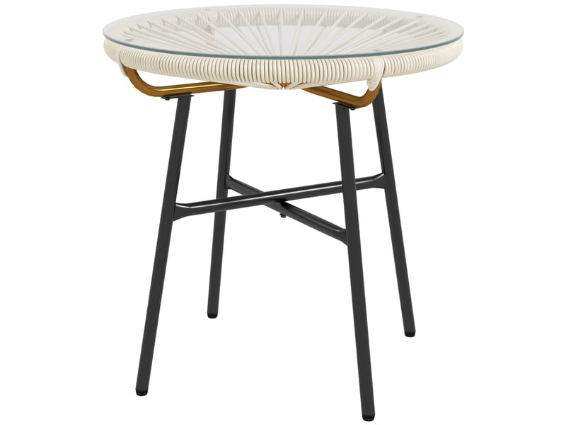  Table basse de jardin ronde métal crème 50x50x50cm  - Conforama A