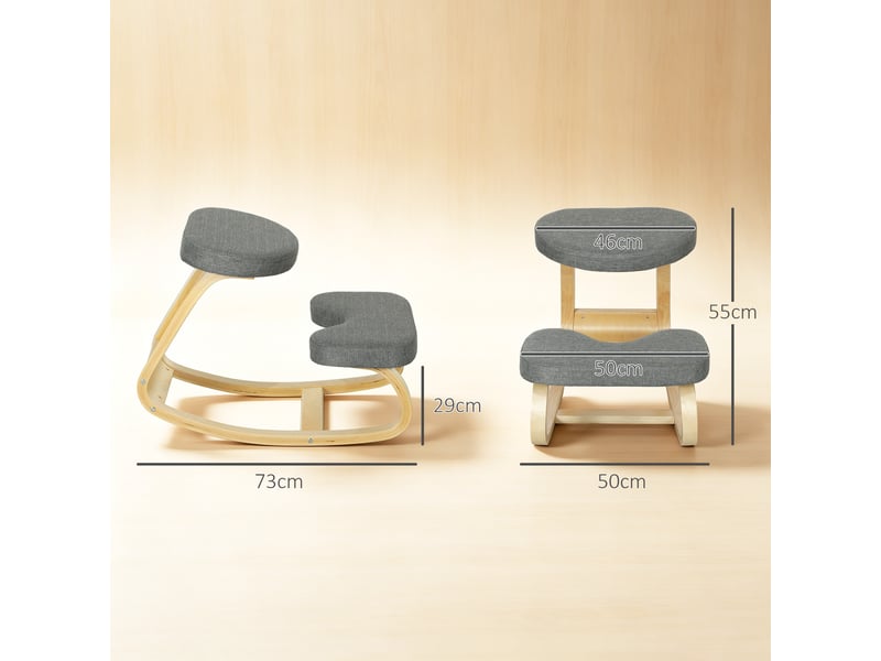  Chaise à genoux, tabouret ergonomique à genoux aspect lin, base en bois de bouleau pour soulager les douleurs cervicales  - Conforama E