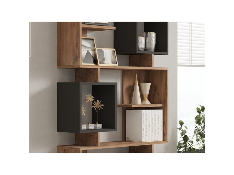  Bibliothèque design asymétrique 172cm effet bois et gris anthracite naly  - Conforama D