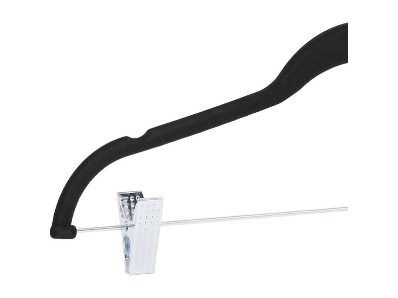 Cintres en velours avec pinces pour jupes lot de 24, noir  - Conforama C