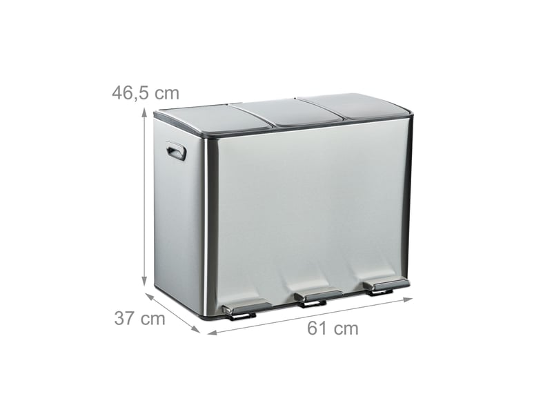 Poubelle de cuisine 46,5 x 61 x 37 cm tri sélectif 3 compartiments design épuré en acier inoxydable argent 13_0017136  - Conforama B